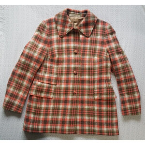 VTG Scottish Gala Forest Macneil and Moore Orange Brown Checkered Tweed Jacket